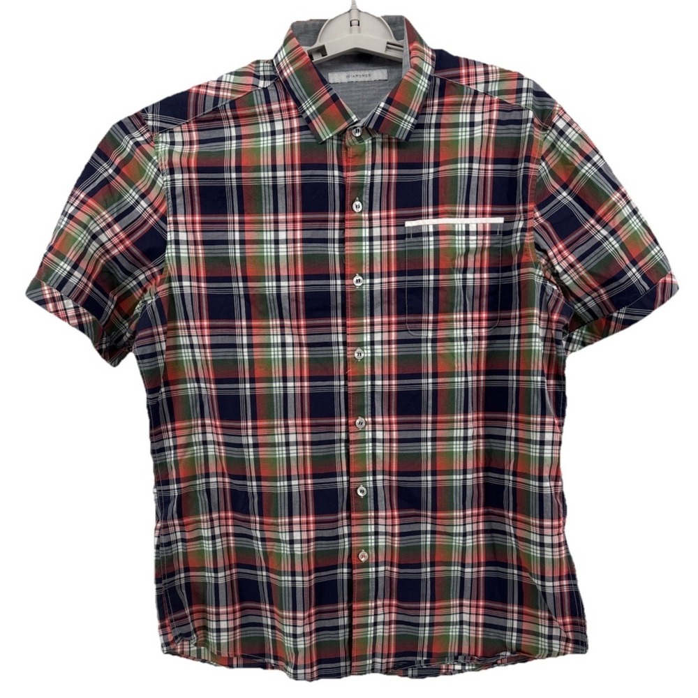 7 Diamonds Men's XL Plaid Short Sleeve Button Up Shirt